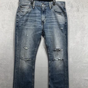Levi's Jeans Men's 36x32 Blue Distressed 527 Bootcut Below Waist Mid Rise Denim - Picture 1 of 13