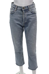 Goldsign Womens Cotton Buttoned Light Wash High-Rise Straight Jeans Blue Size 26 - Picture 1 of 6