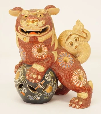 Figurine gardien lion Komainu japonais en céramique vintage et originale 0220C1 - Photo 1/4