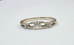 FD 14k White Gold 9 Tiny Natural Diamonds Stackable beautiful Ring Size 6.5 - Picture 1 of 13