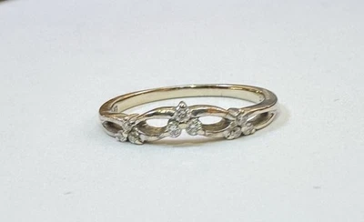 FD 14k White Gold 9 Tiny Natural Diamonds Stackable beautiful Ring Size 6.5 - Image 1 of 4