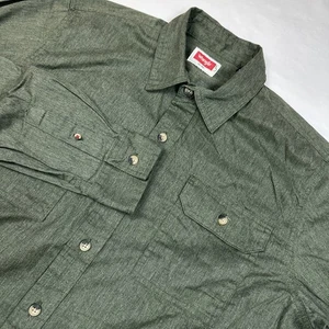 Wrangler Hemd Herren Large Grün Knopfleiste Langarm Mittelschwer Gebürsteter Stoff - Bild 1 von 11