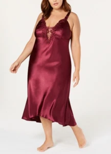 Flora by Flora Nikrooz Satin Stella Dessous Nachthemd Bordeaux Übergröße 3X - Bild 1 von 1