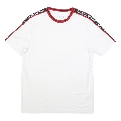 Camiseta gráfica branca masculina GUESS XS manga curta gola redonda logotipo marca - Imagem 1 de 4