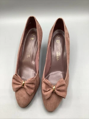 Женские замшевые туфли на каблуках Naturalizer Rosetto розовато-лиловые размер 6 бант винтаж 1990-е - Изображение 1 из 4