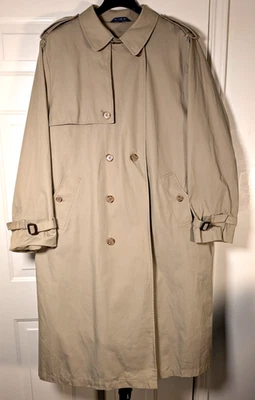 Gabardina Bradley Jons Larga Hombre 48R Beige Cinturón Mezcla Lana Forro Botón🚨BONITA Foto 1 de 4