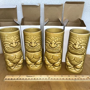 4er Set Hellbraun Beige Gold 3D Keramik Tiki Becher Carmelita's Rum Adventure - Bild 1 von 5