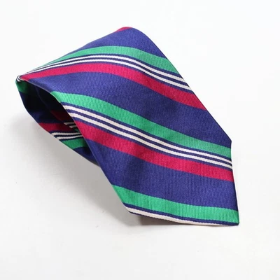 Corbata Polo Ralph Lauren Vintage Rosa Multicolor Rayas 100% Seda Años 90 EE. UU. Foto 1 de 4