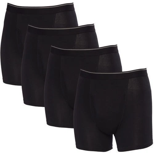 Kirkland Signature Mens 4pk Cotton Boxer Briefs Medium 32-34 Black Tagless