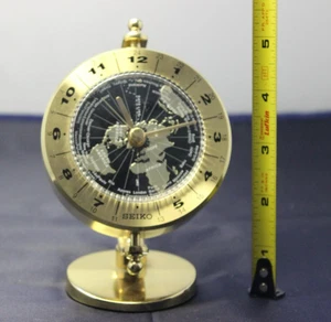 Seiko World Time Golden Globe Desk and Table Clock 24 Time Zones QHG106GLH - Picture 1 of 8