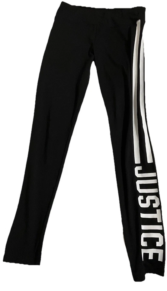 Justice Girl Y2K Black With Strips Leggings Vintage 90s 00s Style Size 18 - Image 1 of 4