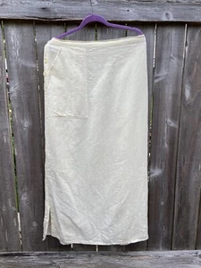 Maxirock Flachs gelb Leinen Baumwolle Lagenlook Cottagecore Tasche Gr. L - Bild 1 von 11