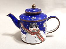 Eameled Metal Snowman Miniature Teapot