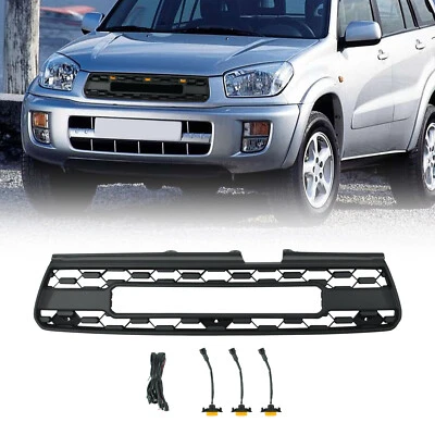 Rejilla delantera negra, compatible con TOYOTA RAV4 2001-2003, con luces LED Foto 1 de 4