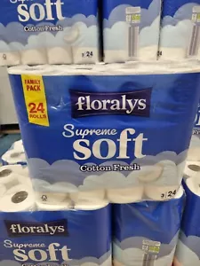 24 Rollen Supreme weiche Toilettenpapier (Baumwolle frisch 24x160 Blatt) Floralys - Bild 1 von 1