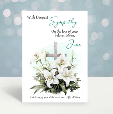 Sympathy Card Bereavement condolence Sorry For Your Loss Card Personalised - Image 1 of 4