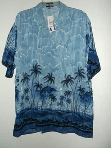 CAMISA HAWAIANA PARADISE AZUL NUEVA CON ETIQUETAS AZUL talla S M 2X 3X 4X 5X 6X - Imagen 1 de 5