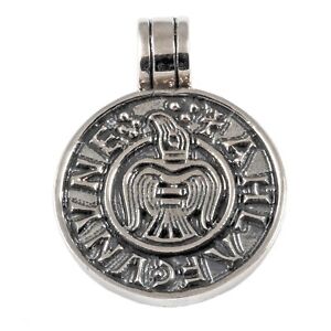 925 Silber klein Raben Münzanhänger Raven Coin Wikinger 1.geprägte Münze + Band
