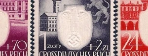 Nazi Germany Third Reich GG Poland Cities embossed eagle stamp set  WW2 MNH - Picture 1 of 2