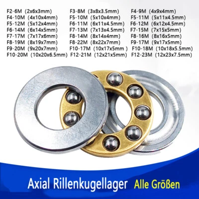 MARKENLOS Axiallager Axial Kugellager Drucklager F2-6M bis F12-23M, 2 - 12 mm Welle