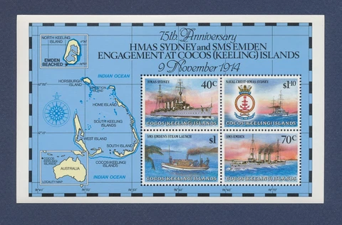 COCOS ISLANDS - Scott 210a - MNH  S/S - ships, map Cover
