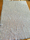 Handmade Crochet Baby Afghan Blanket Blue Pink White 37" x 55"