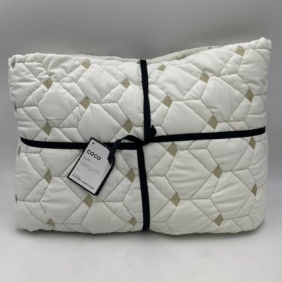 Pottery Barn Modern Baby Kids Coco Velvet Reversible Quilt Twin White #300A - Image 1 of 4