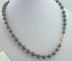 Vintage Hämatit-Kette mit Gold-Kugel „333er - 8 Karat Gold-Verschluss - 50cm - Bild 1 von 5