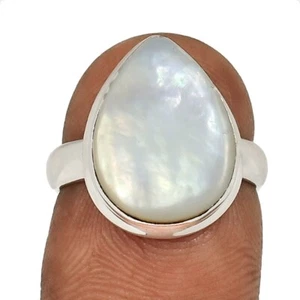 Natural Fossil Mother Of Pearl 925 Sterling Silver Ring Jewelry s.5.5 CR70419 - Picture 1 of 1