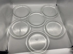 Vintage 6pc Bormioli Rocco Vitrosax Italy Round Plates Clear Glass 9.5”Dia *READ - Picture 1 of 17