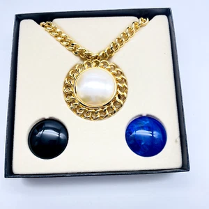 KENNETH JAY LANE Interchangeable Enhancer Necklace Gold Tone Simulated Gems Pin - Picture 1 of 11