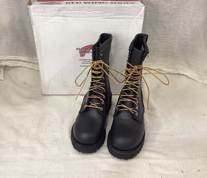 GREAT RED WING Made in USA 0699 BLACK Logger Work Boots NEW in Box - Picture 1 of 9