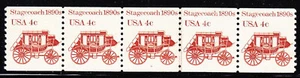 U.S. Sc. #1898A: 4c Stagecoach PNC Strip of 5, MNH, Plate #4  - Picture 1 of 1