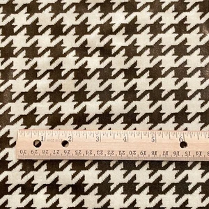 BTY Vintage Velour Upholstery Fabric Brown Houndstooth - Picture 1 of 6