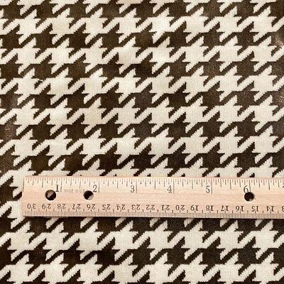 BTY Vintage Velour Upholstery Fabric Brown Houndstooth - Image 1 of 4
