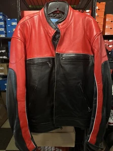 Chaqueta de cuero para moto XELEMENT blindada roja/negra para hombre talla (XL - Imagen 1 de 8