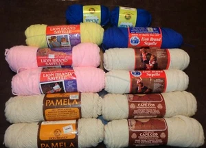 LOTTO MISTO 12 MATASSINE MARCA LEONE FILATO COLONIALE BLU ROSA GIALLO GUSCIO D'UOVO NATURALE - Foto 1 di 9