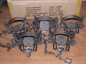 5 DUKE #2 COIL SPRING TRAPS RACCOON COYOTE BOBCAT FOX LYNX OTTER NEW SALE - Picture 1 of 1