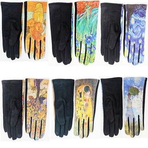 Guantes Mujer Pantalla Táctil Impresiones Artísticas, Otoño Invierno Moda para Clima Frío - Imagen 1 de 8