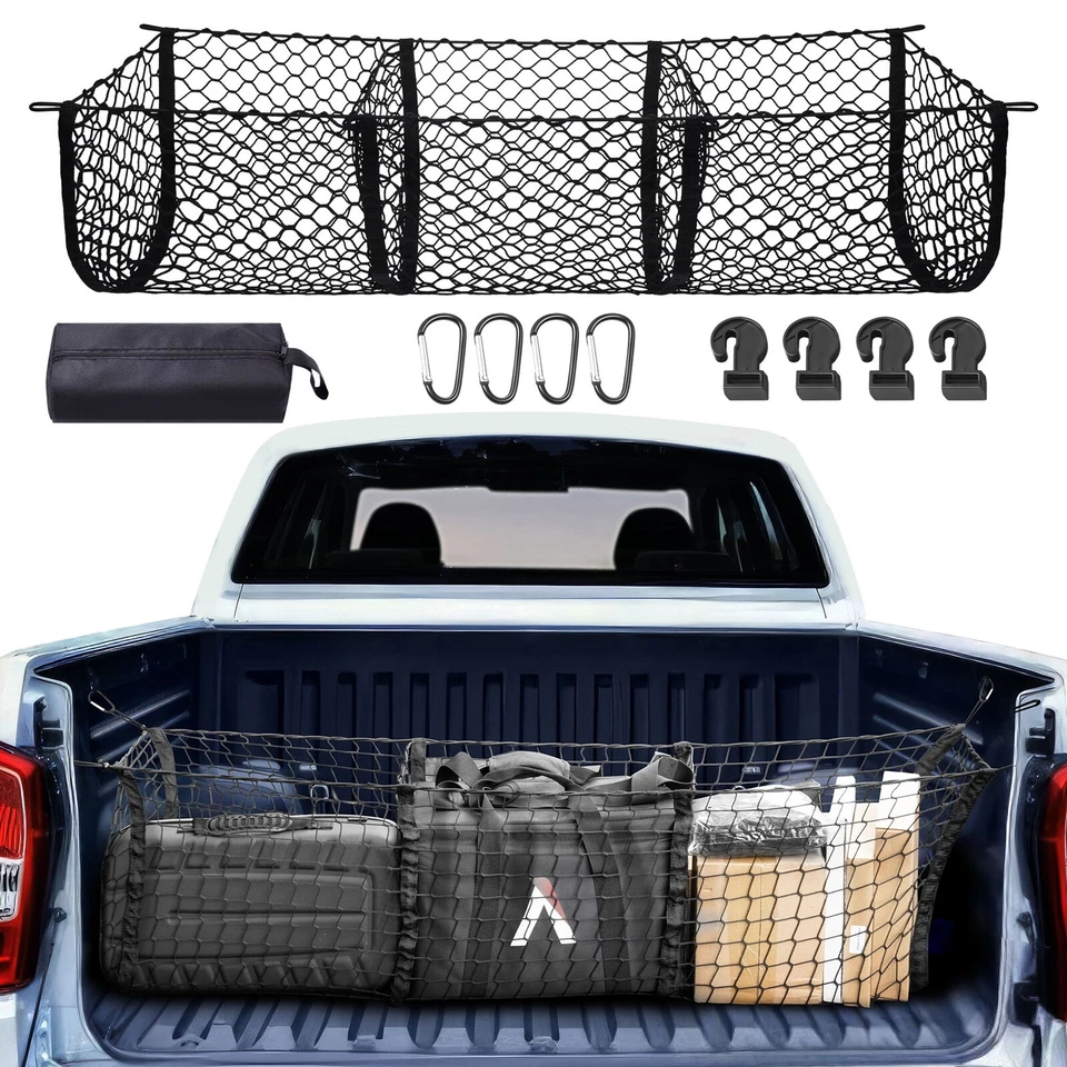 Red de carga elástica organizador de almacenamiento de malla para camioneta Toyota Tacoma 2005-24 EE. UU. Foto 1 de 4