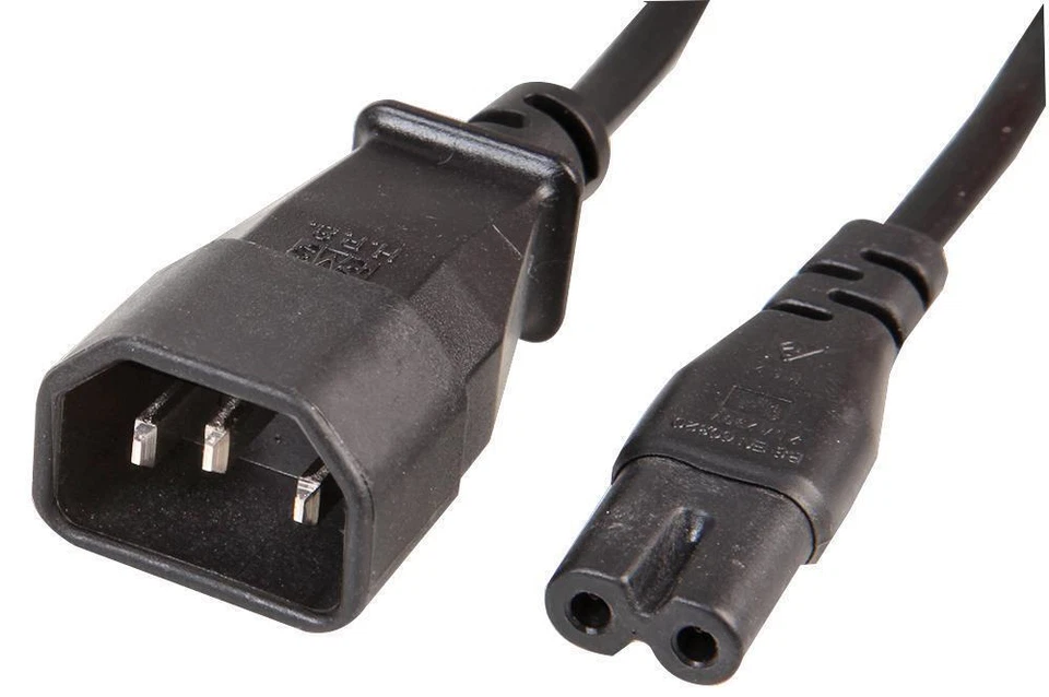 C14 3 pin Male Plug to Figure 8 C7 2 x 0.75mm Plug Power Adapter Cable 1m 2m 5m - Image 1 of 1