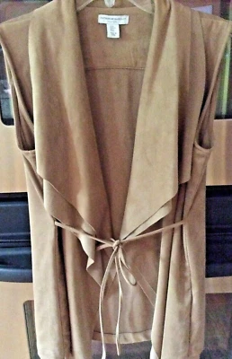 Chaleco FAUX GAMUZA Volantes Frontales KATHERINE BARCLAY Corbata Cintura M Foto 1 de 4