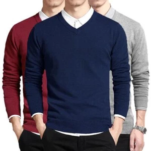 Maglione Uomo 100% Cashmere Top Caldo Invernale Outwear Casual Comfort Sciolto Moda - Foto 1 di 18