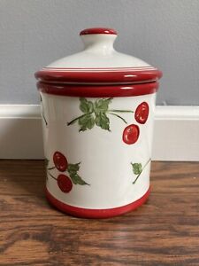 Target HOME Small Cherries Canister Lid Ceramic Cherry Jubilee 4-3/4" 6-1/2"