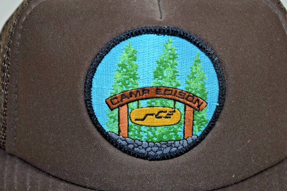 Sombrero de camionero vintage Snapback Camp Edison California años 70 80 marrón chocolate Foto 1 de 4