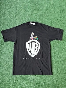 Vintage 90's Bugs Bunny Warner Bros Honolulu Black T-Shirt Men's Large - Picture 1 of 3