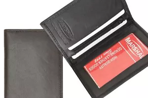 Black Mens Leather Bifold Thin Wallet ID Credit Card Holder Key Zip - Picture 1 of 8