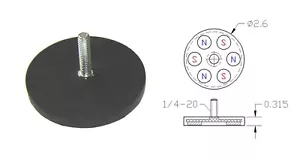 D2.6" x 0.315" thick Neodymium Base Magnet Rubber Coated - RBN-60S - 2pcs - Picture 1 of 2