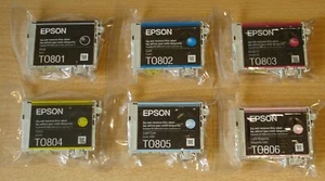 GENUINE EPSON T0801 T0802 T0803 T0804 T0805 T0806 ink cartridges T0807 ORIGINAL - Picture 1 of 2