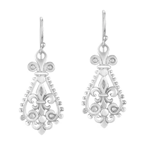 Pendientes colgantes decorativos de plata esterlina Avant Grande flor de lis - Imagen 1 de 6